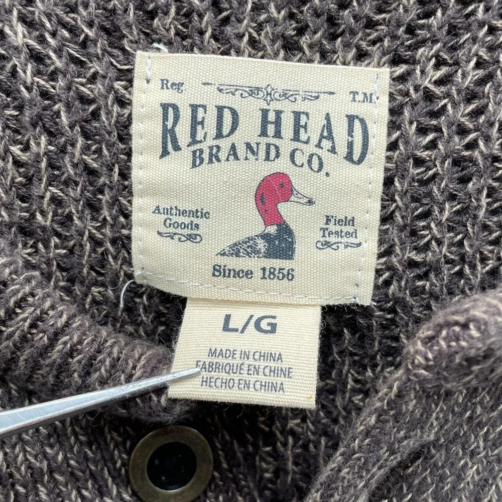 Red Head Henley Sweater Men's Large Chunky Knit Fisherman Outdoors Gorpcore Camp